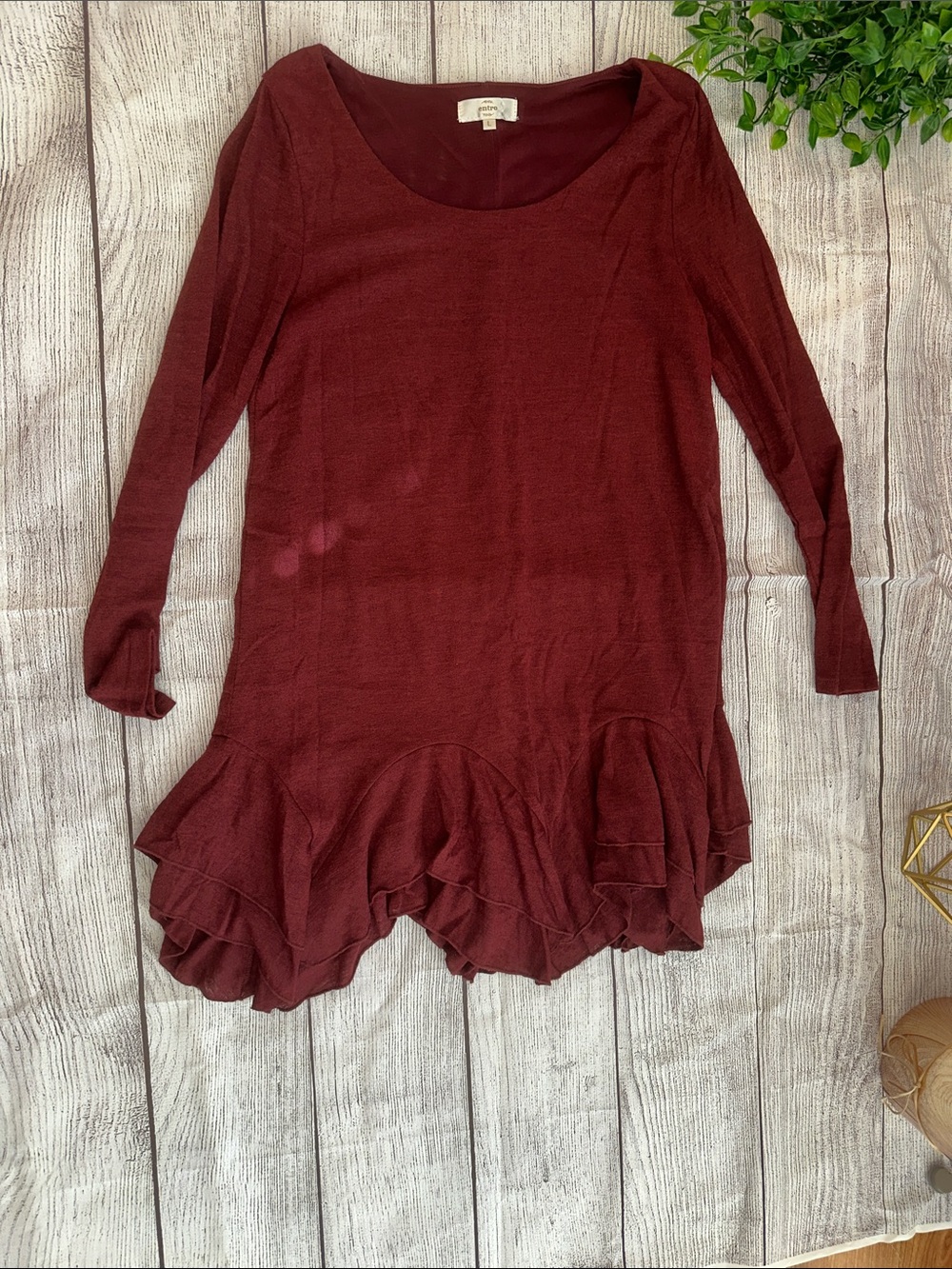 entro Maroon Scoop Neck Tunic
